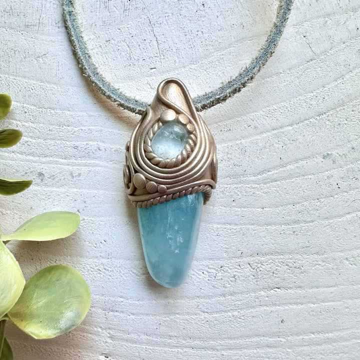 Aquamarine and Blue Topaz pendant necklace handmade