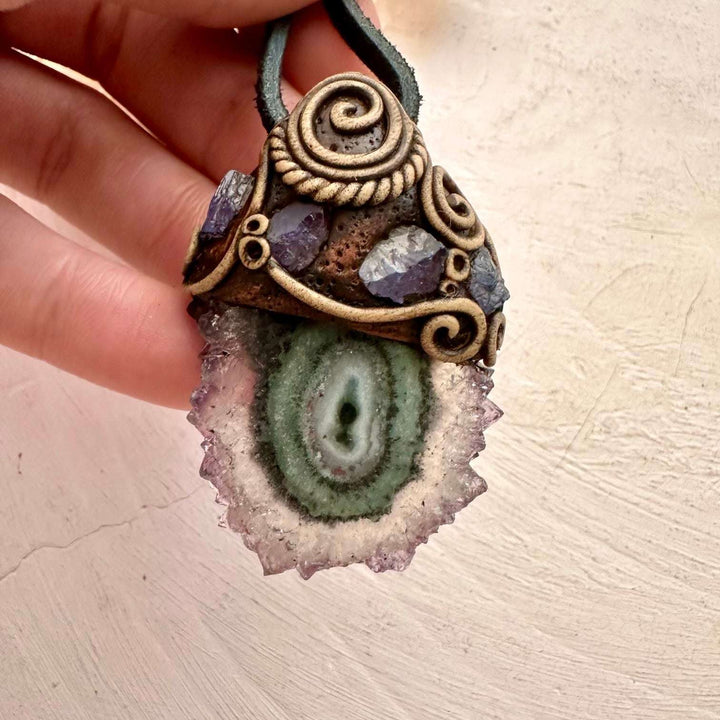 Amethyst Stalactite and Tanzanite Pendant Necklace - FairyGardenGlow