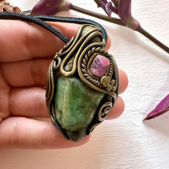 Emerald and Ruby Necklace - FairyGardenGlow