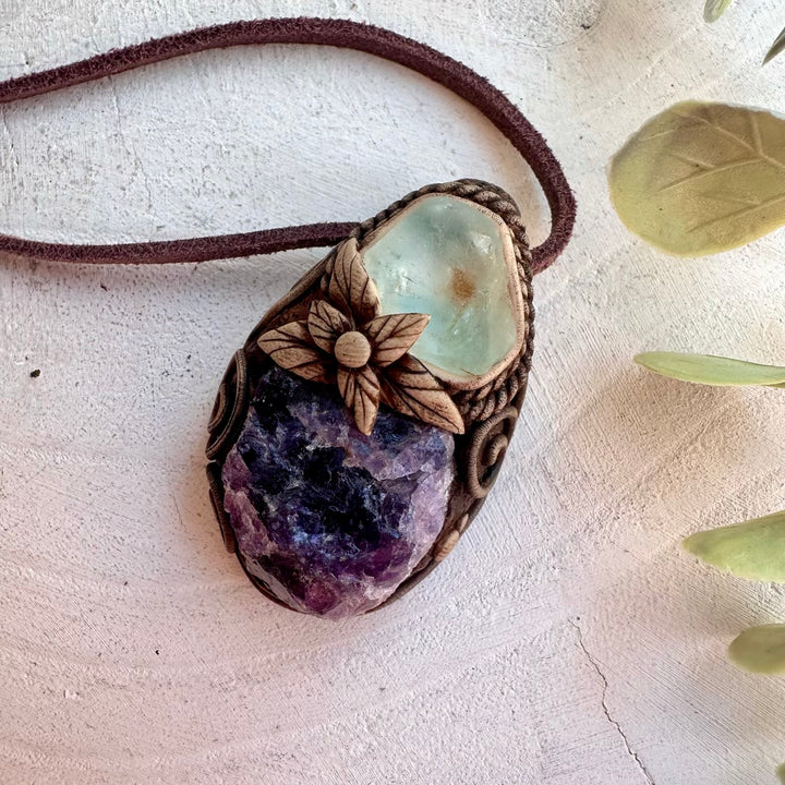 Handmade Scapolite and Raw Blue Topaz Necklace – Spiritual Healing Stone Jewelry