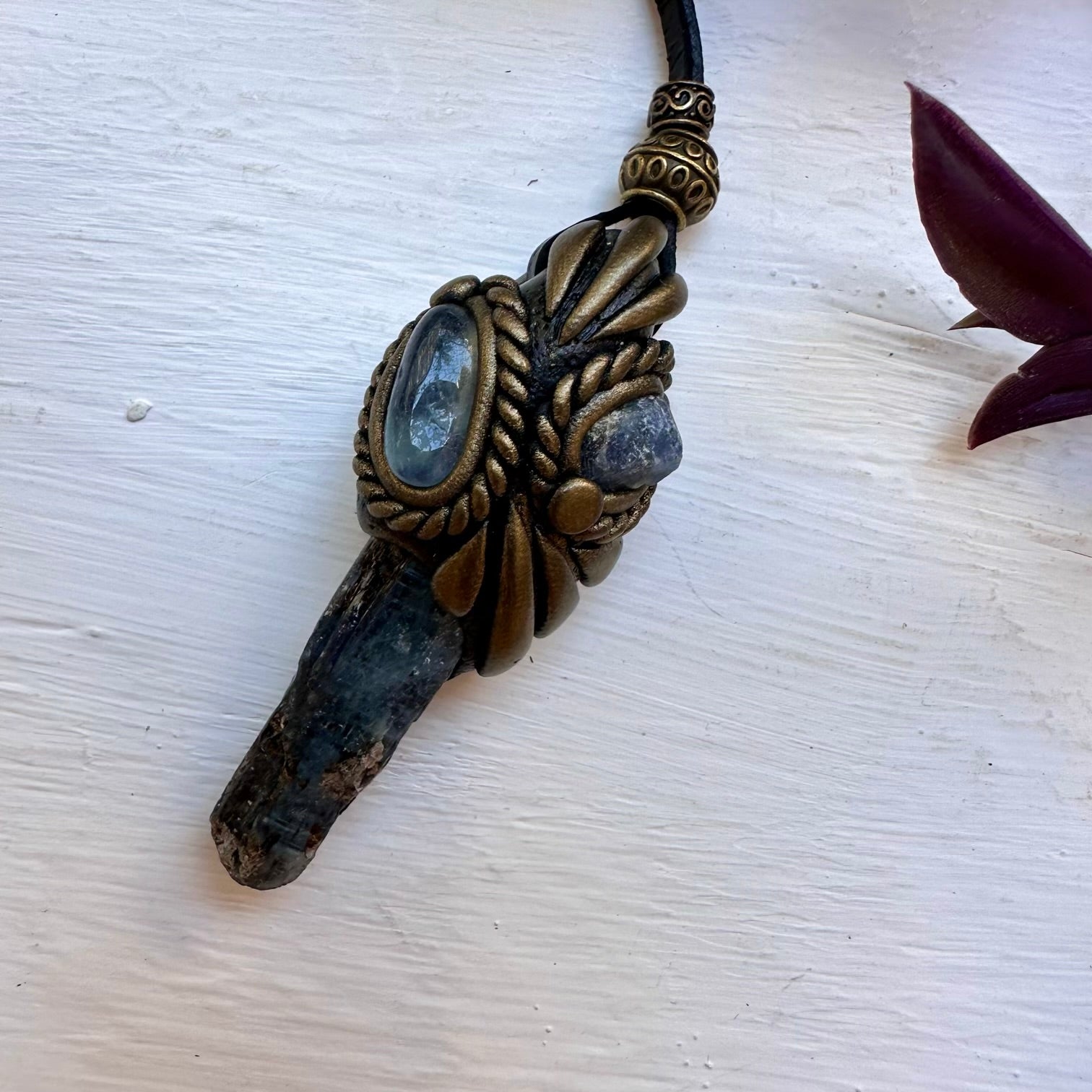 Blue Kyanite Aquamarine and Raw Blue Sapphire Necklace - FairyGardenGlow