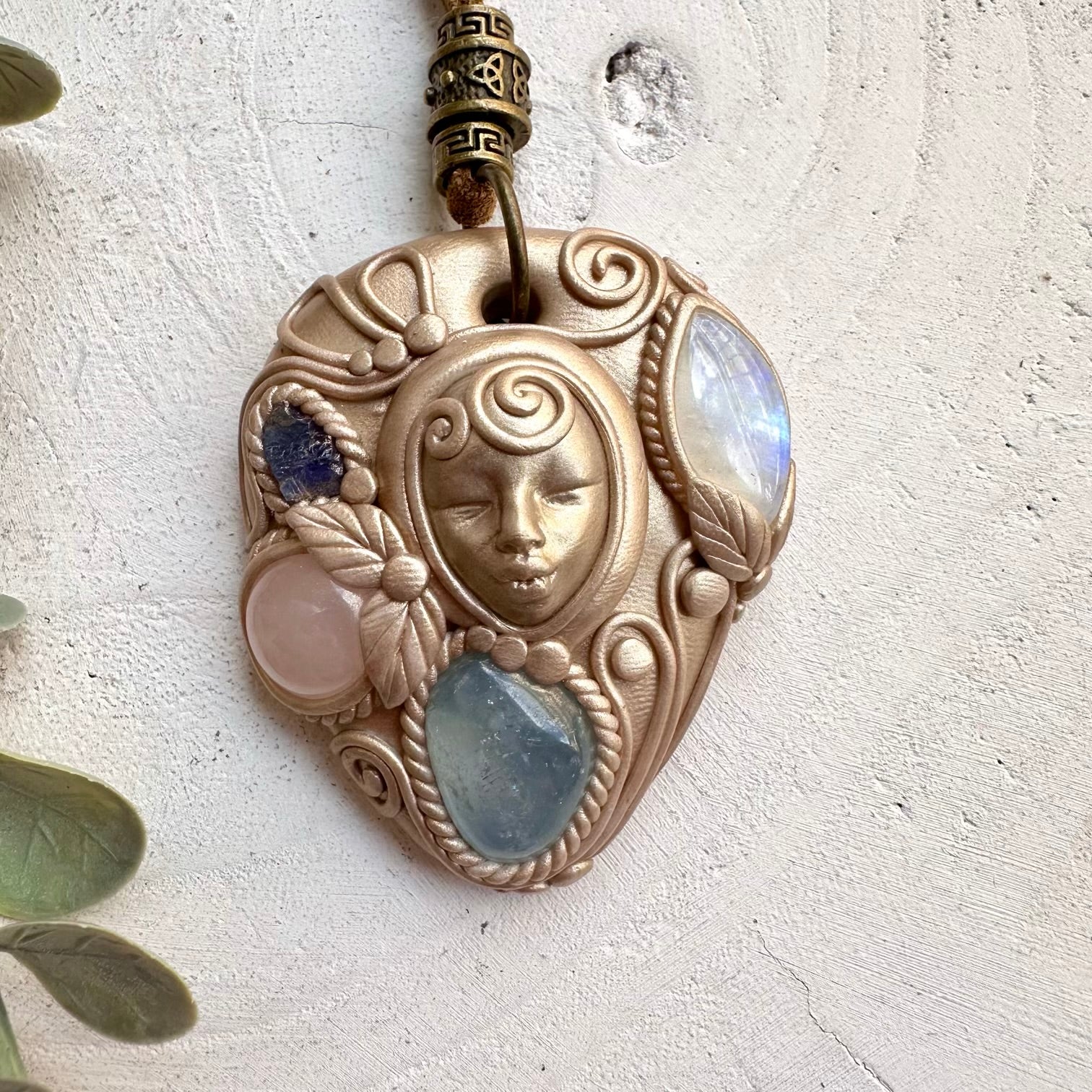 Crystal necklace designed for softness intuition and angelic calm