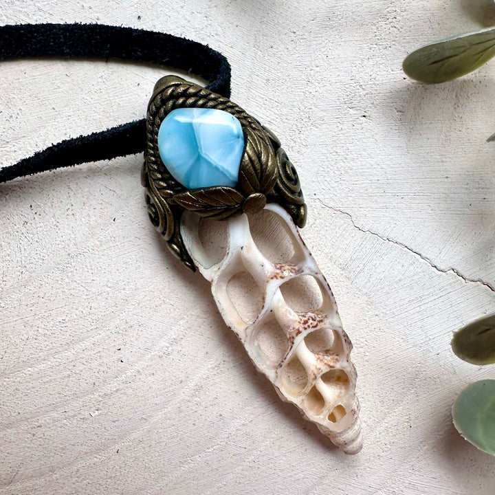 One of a kind seashell and crystal healing pendant necklace