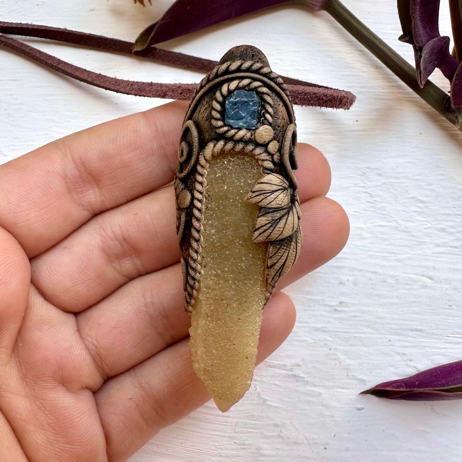 Spirit Quartz and Blue Sapphire Necklace - FairyGardenGlow