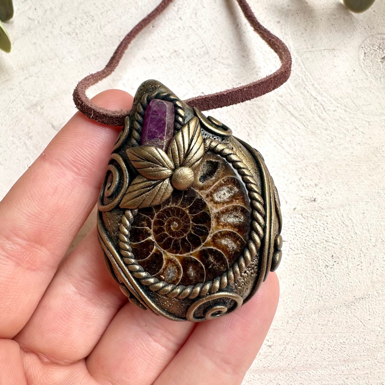 Spiritual jewelry necklace handcrafted with healing gemstones for witches, healers, and fantasy jewelry lovers.