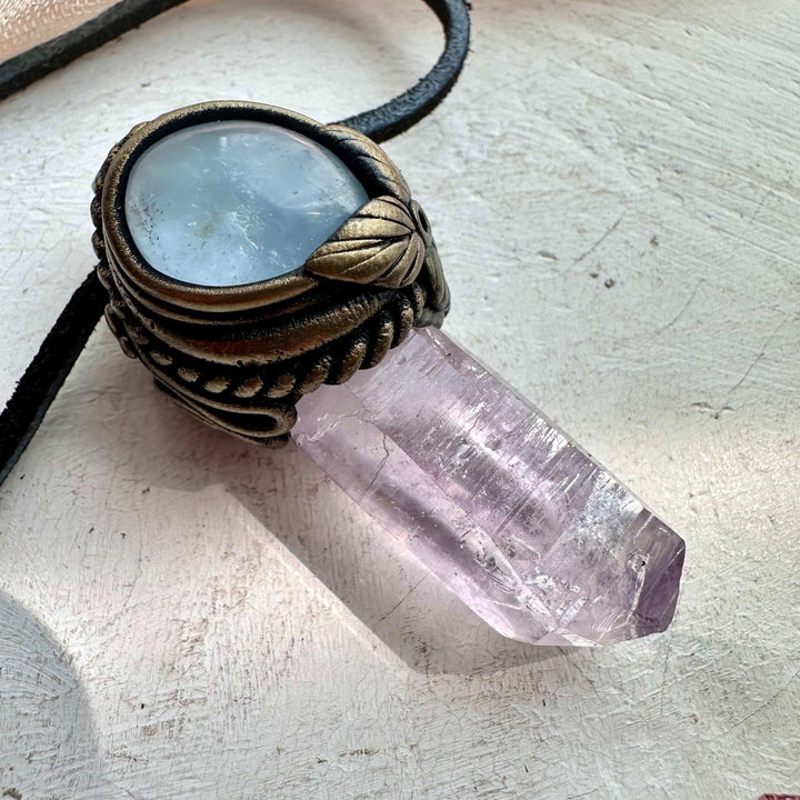 Vera Cruz Amethyst and Celestite Necklace - FairyGardenGlow