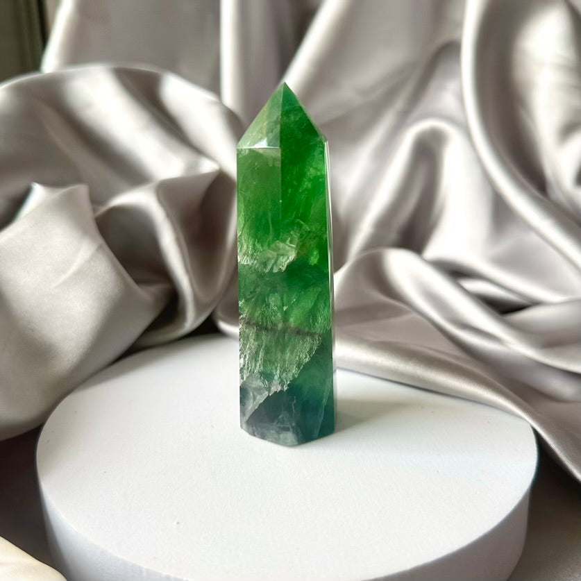 Deep Green Fluorite Tower - Unique - FairyGardenGlow