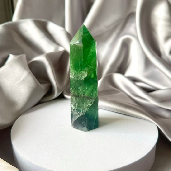 Deep Green Fluorite Tower - Unique - FairyGardenGlow