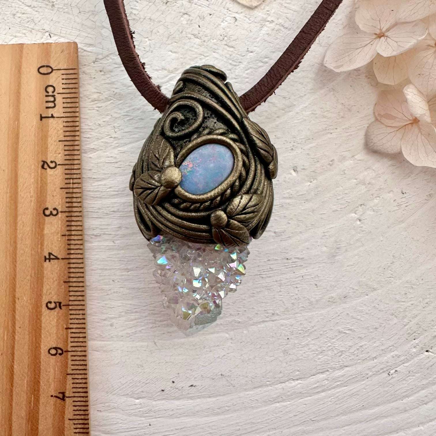 Angel Aura Spirit Quartz and Australian Opal Doublet Necklace - FairyGardenGlow