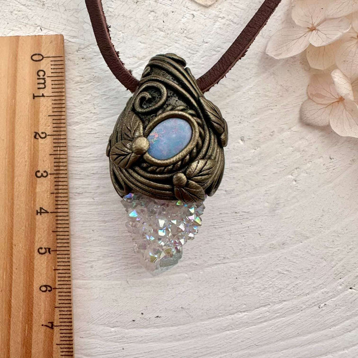 Angel Aura Spirit Quartz and Australian Opal Doublet Necklace - FairyGardenGlow
