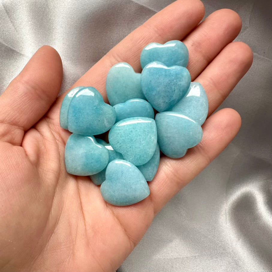 Aquamarine Heart 20 mm / 5 pieces set - FairyGardenGlow