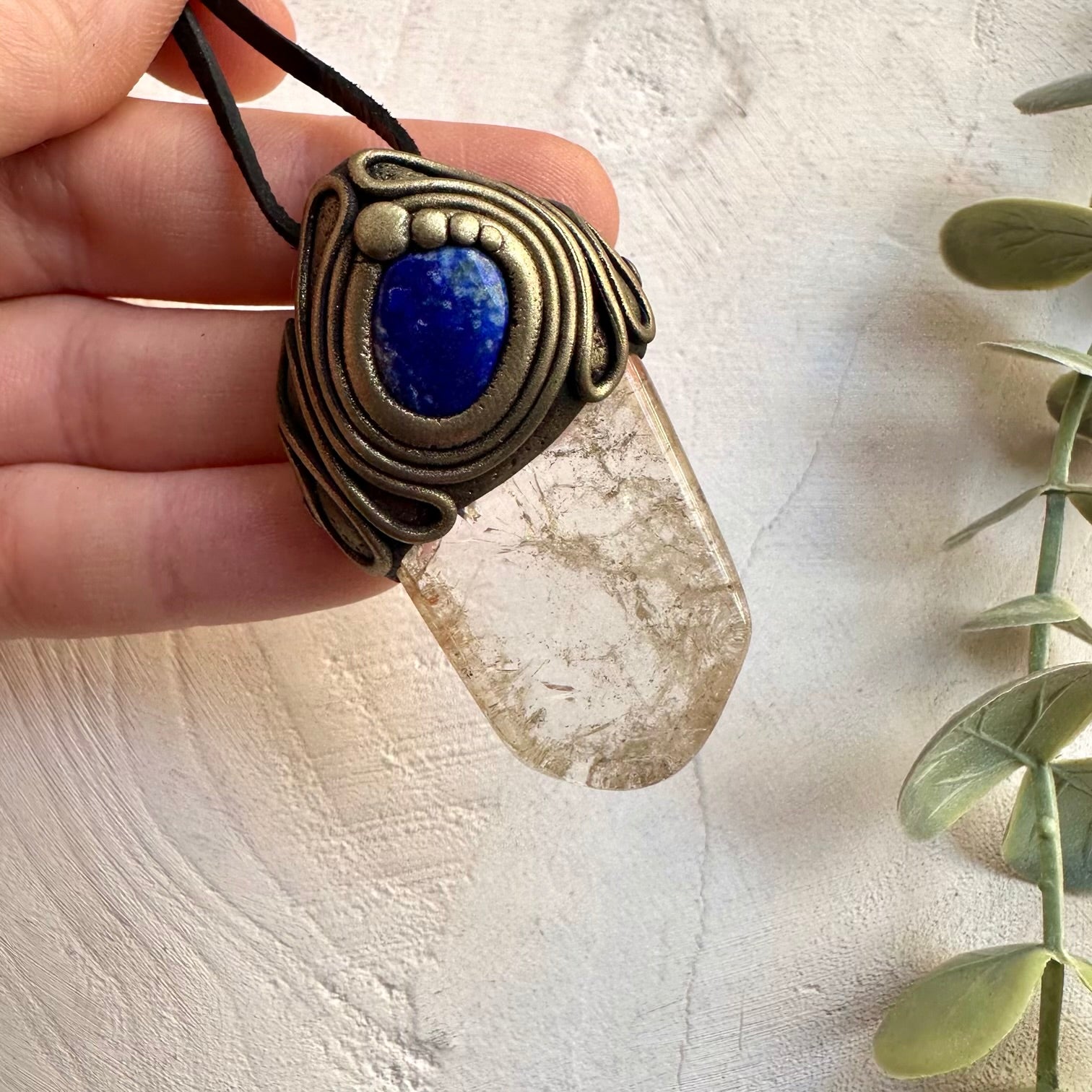 Citrine and Lapis Lazuli Pendant Necklace