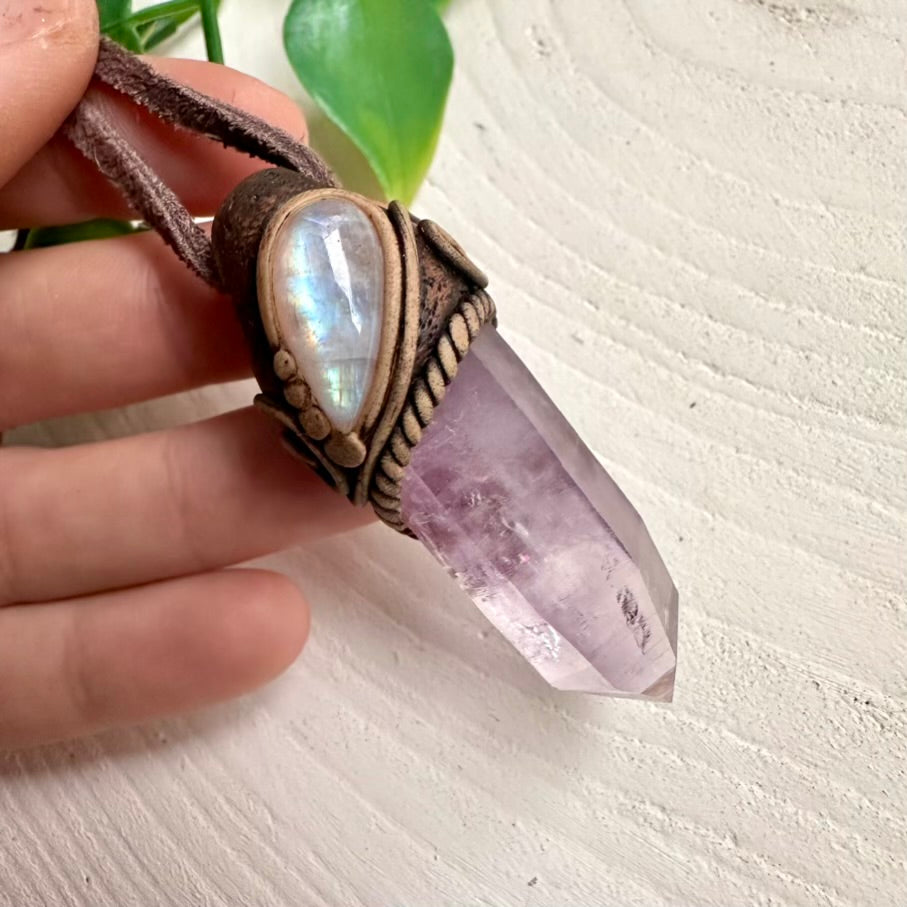 Vera Cruz Amethyst and Rainbow Moonstone Necklace