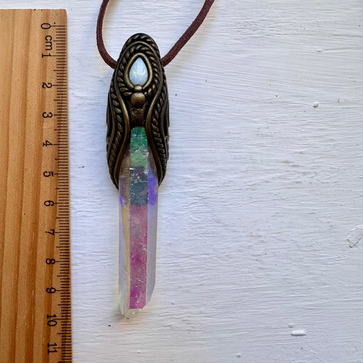 Angel Aura Quartz and Australian Opal Necklace / Wand - FairyGardenGlow