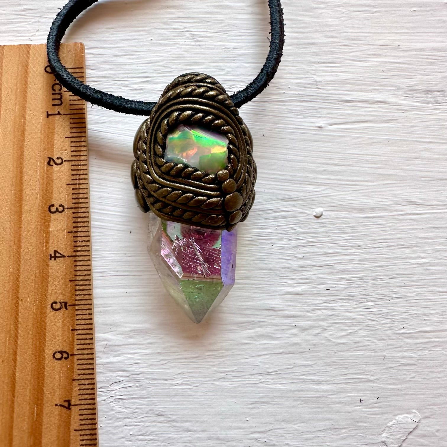 Angel Aura Quartz and Raw Opal Necklace - FairyGardenGlow
