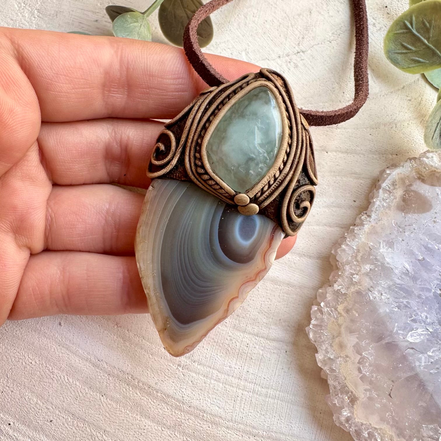 Botswana Agate and Aquamarine Necklace