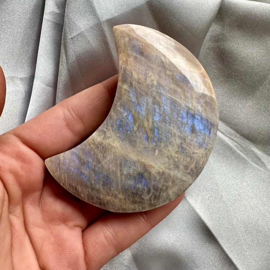 Moon Shaped Grey Moonstone Crystal - Unique (03)