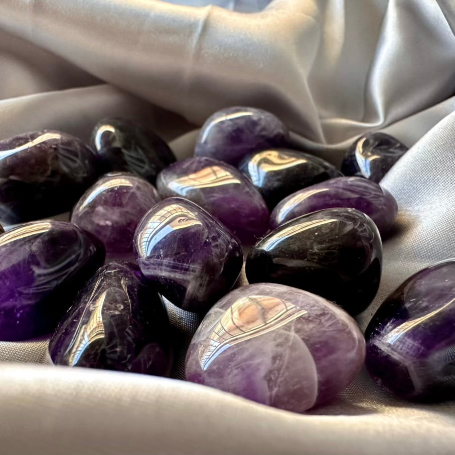 Amethyst Polished Stone - 5 pieces set - FairyGardenGlow
