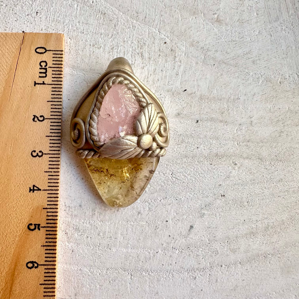 Natural gemstone jewelry handcrafted with polished Citrine and Morganite.