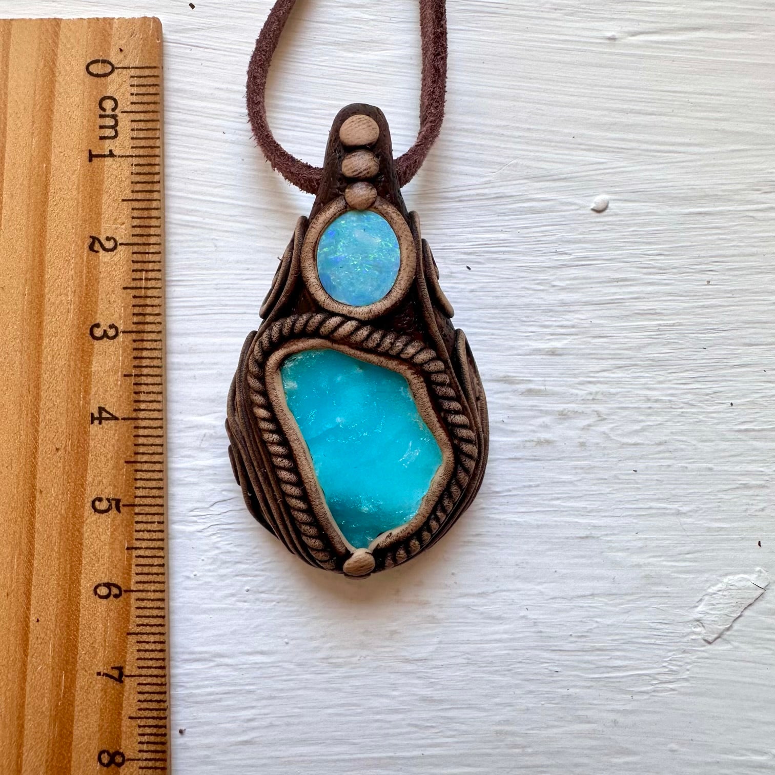 Blue Hemimorphite and Australian Opal Doublet Necklace - FairyGardenGlow