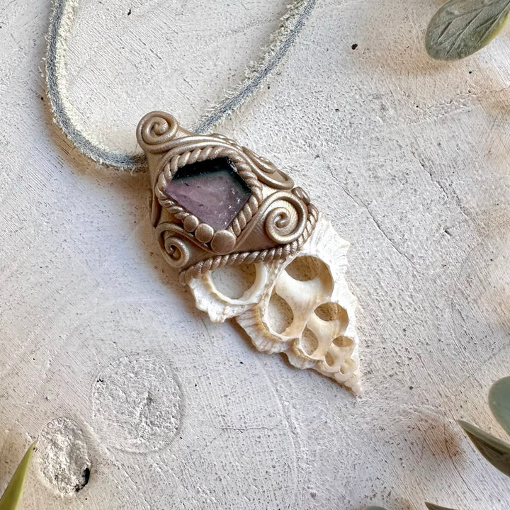 Bi-Color Tourmaline Seashell Slice Necklace – Metaphysical Crystal Jewelry