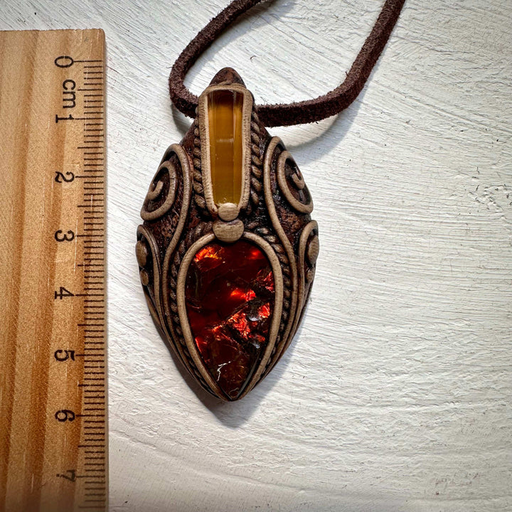 Ammolite and Heliodor Necklace - FairyGardenGlow
