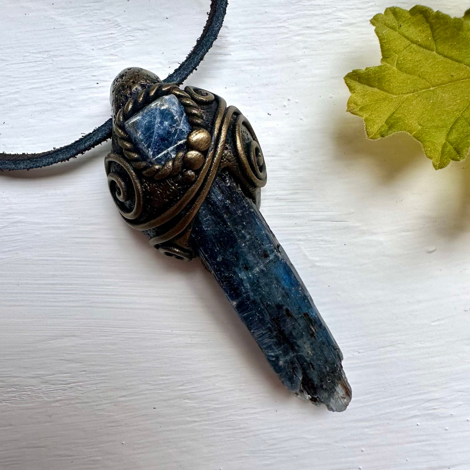 Blue Kyanite and Blue Sapphire Pendant Necklace - FairyGardenGlow