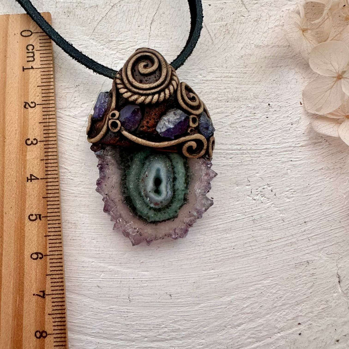 Amethyst Stalactite and Tanzanite Pendant Necklace - FairyGardenGlow