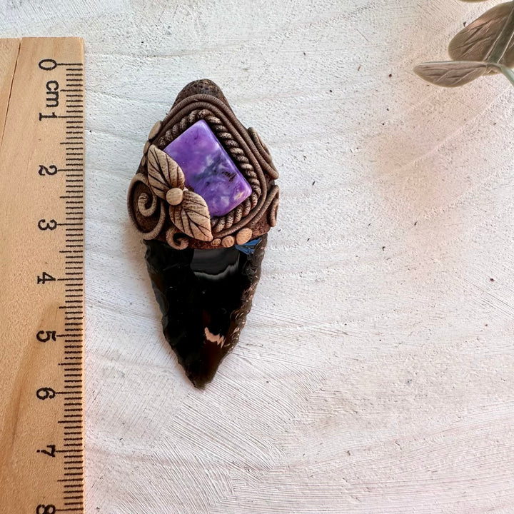 Natural gemstone necklace with Black Obsidian Arrowhead pendant