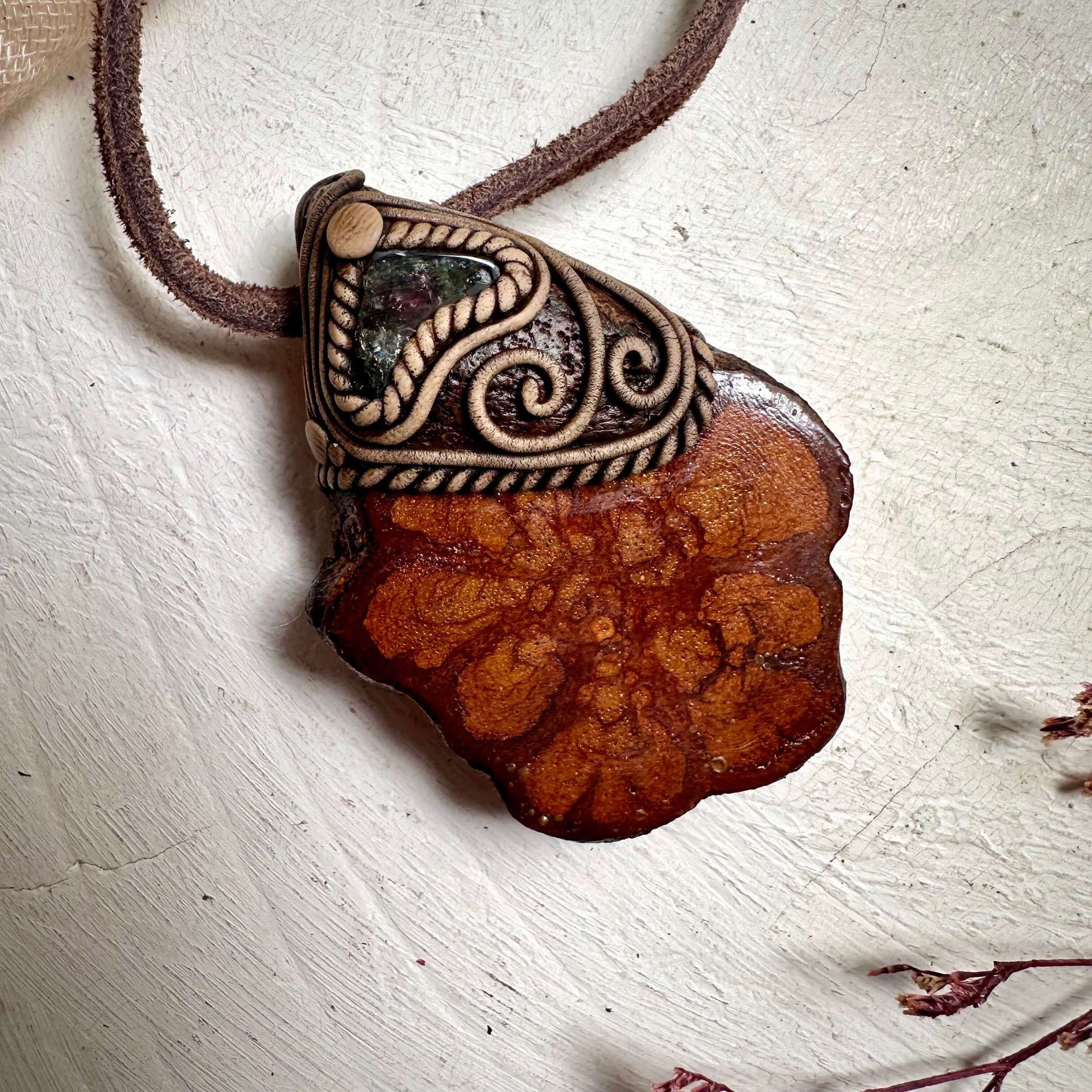 Ayahuasca and Watermelon Tourmaline Necklace