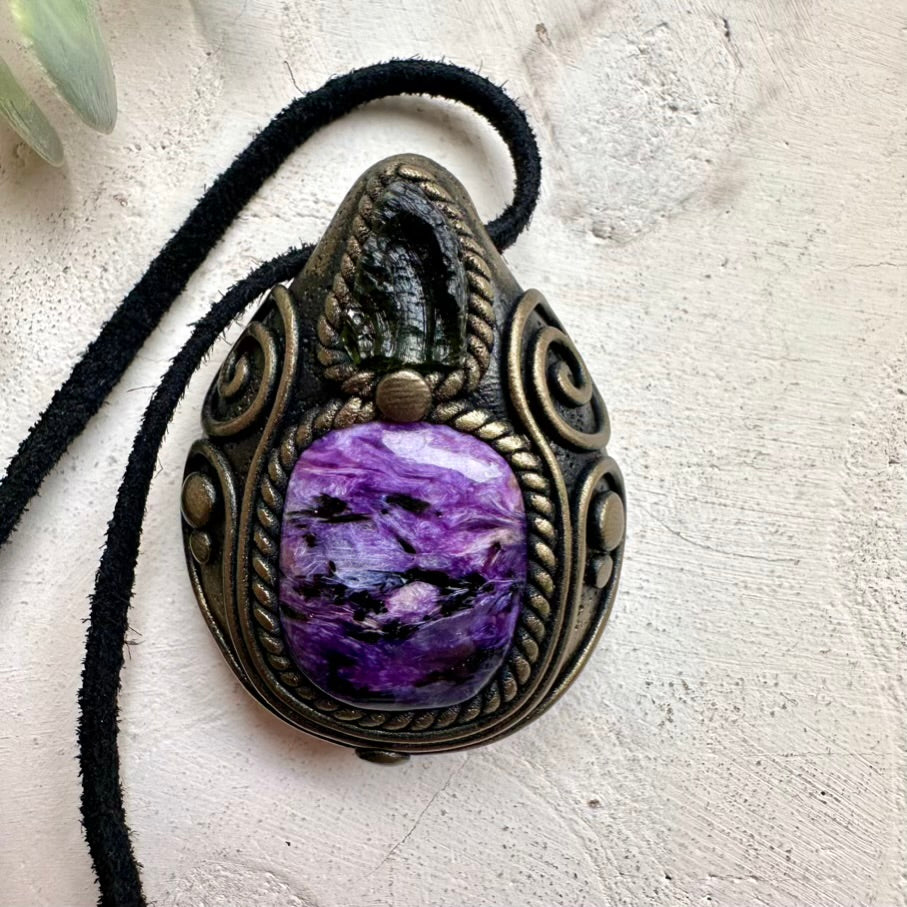 Charoite and Moldavite Necklace