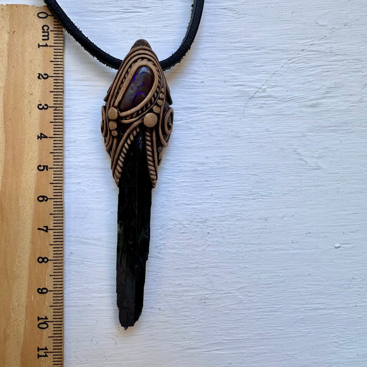 Vivianite and Boulder Opal Necklace - FairyGardenGlow