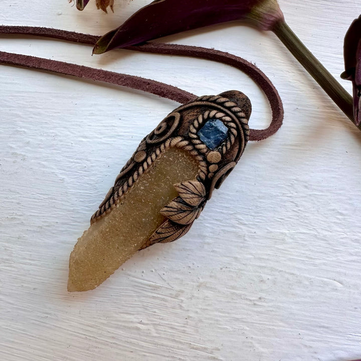 Spirit Quartz and Blue Sapphire Necklace - FairyGardenGlow