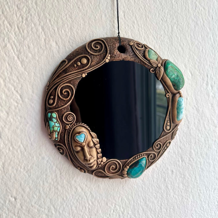 Luxury spiritual goddess wall art with healing gemstones