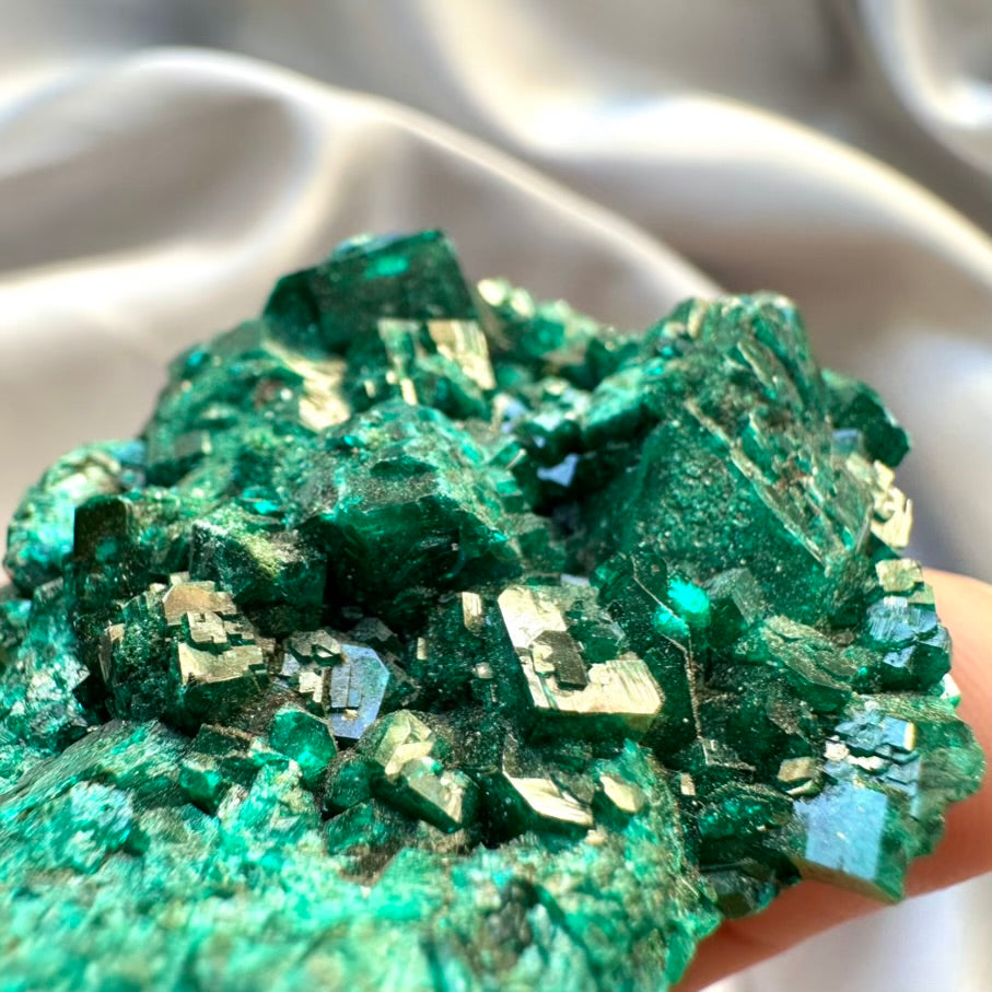 Dioptase Crystal- Unique / Dioptase Cluster, Raw Mineral Specimen - FairyGardenGlow