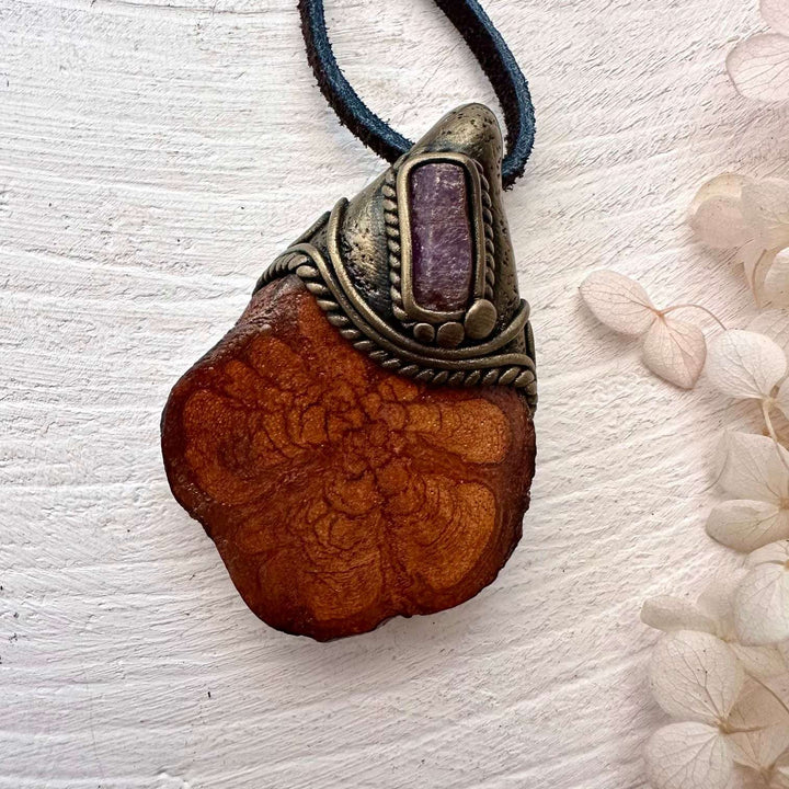 Ayahuasca and Raw Ruby Pendant - FairyGardenGlow