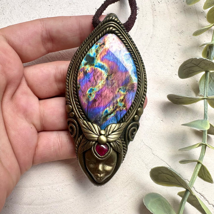 Spiritual jewelry featuring Rainbow Labradorite and Rhodolite Garnet