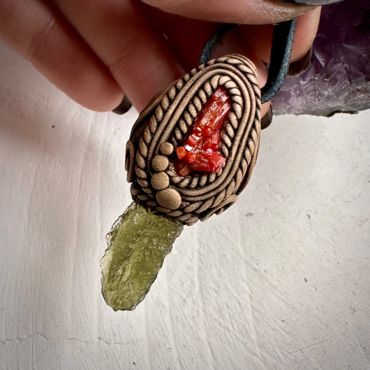 Moldavite and Vanadinite Necklace - FairyGardenGlow