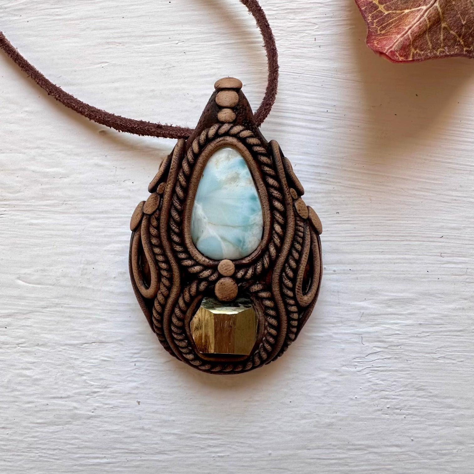 Larimar and Pyrite Necklace - FairyGardenGlow
