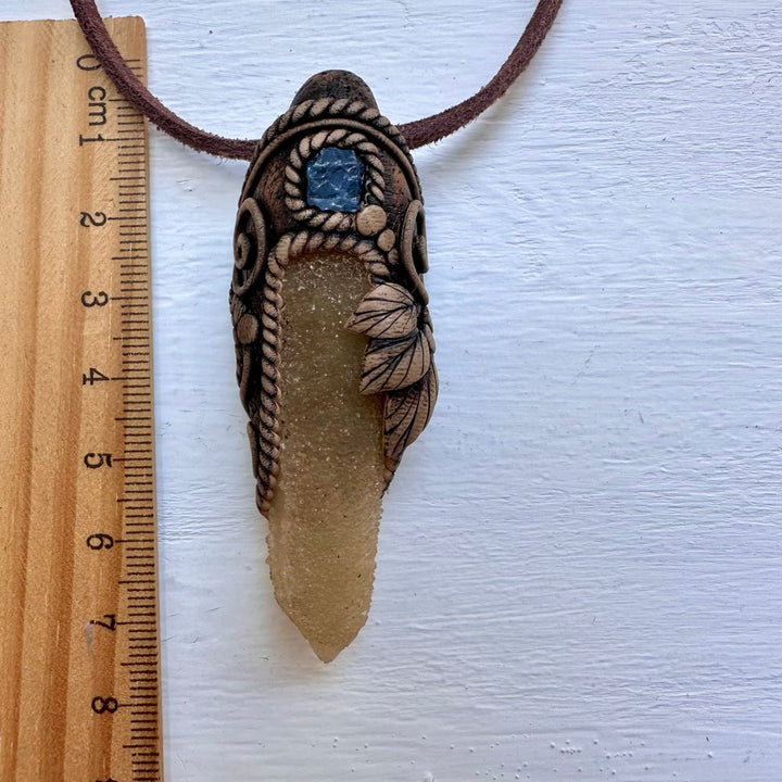 Spirit Quartz and Blue Sapphire Necklace - FairyGardenGlow