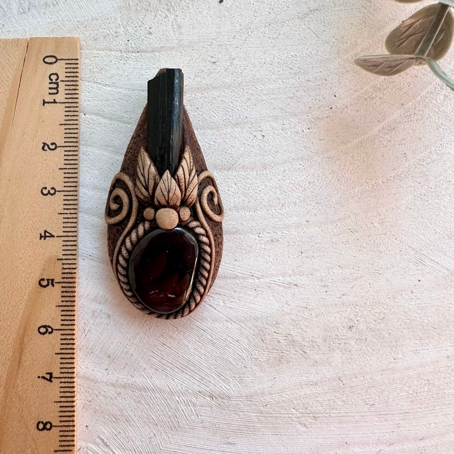 Grounding crystal jewelry featuring natural Garnet and Tourmaline