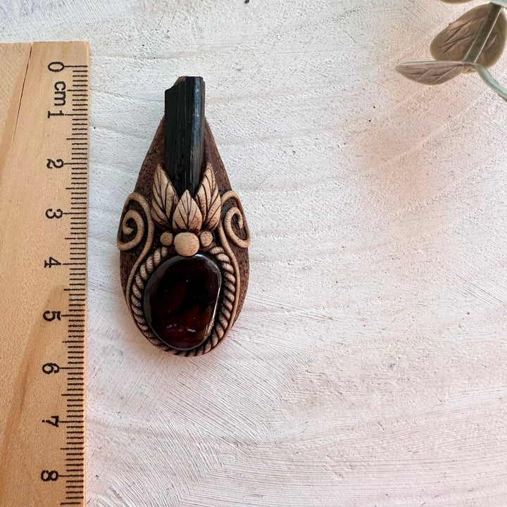 Grounding crystal jewelry featuring natural Garnet and Tourmaline