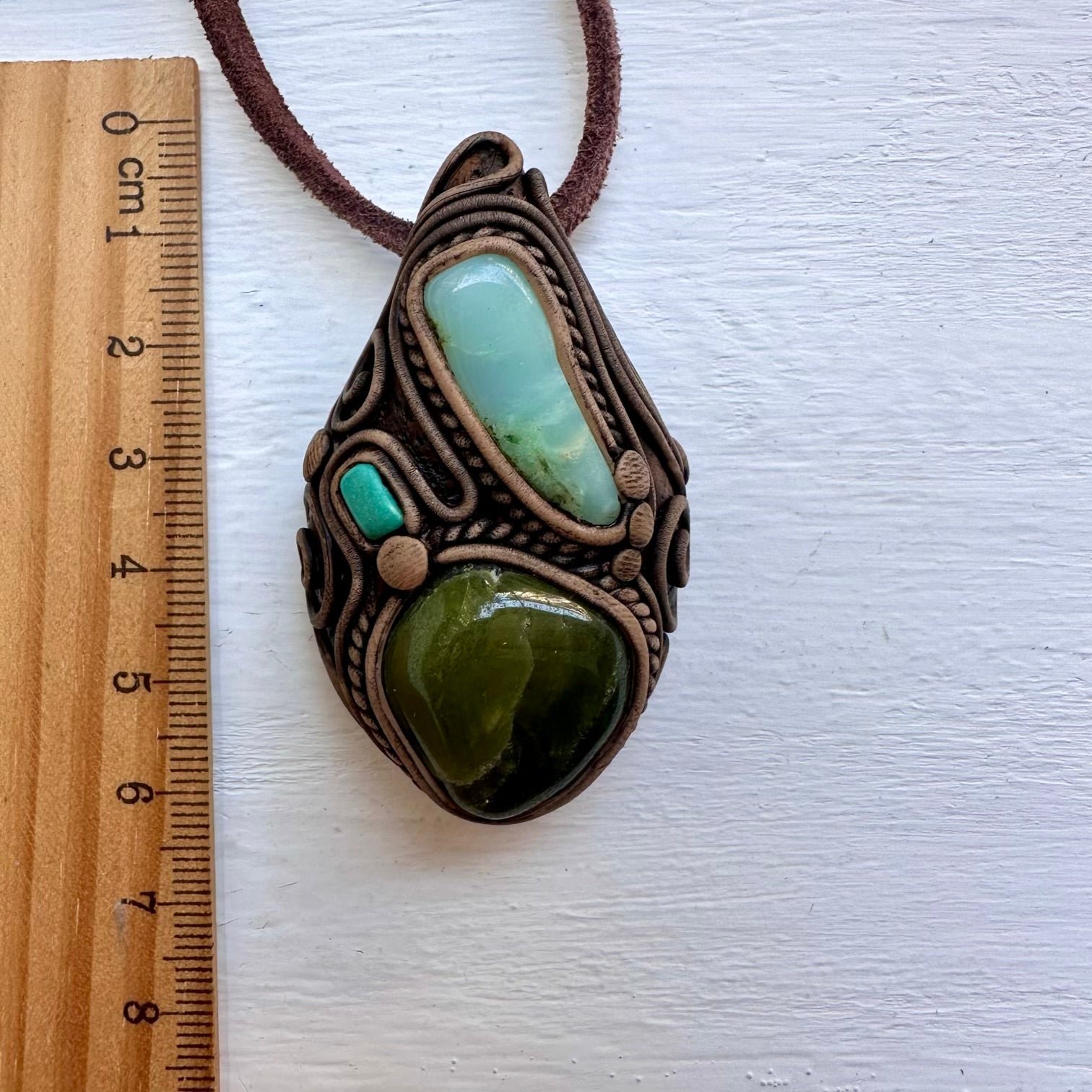Vesuvianite Chrysoprase and Tibetan Turquoise Necklace - FairyGardenGlow