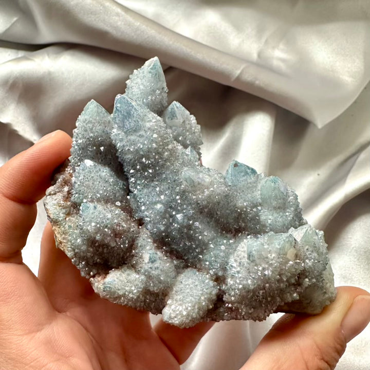 Aqua Aura Spirit Quartz Cluster - L / Unique - FairyGardenGlow