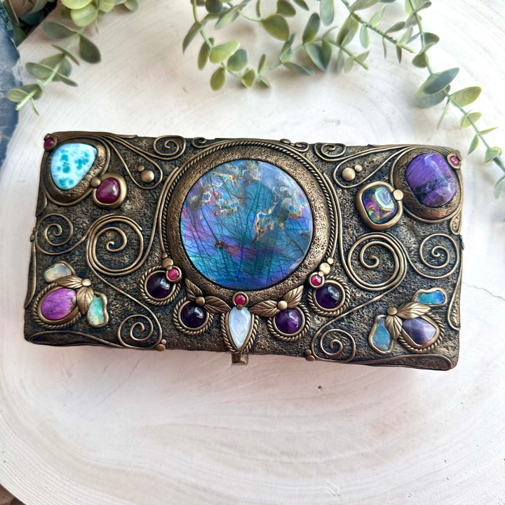 Crystal decorated wooden keepsake box for collectors