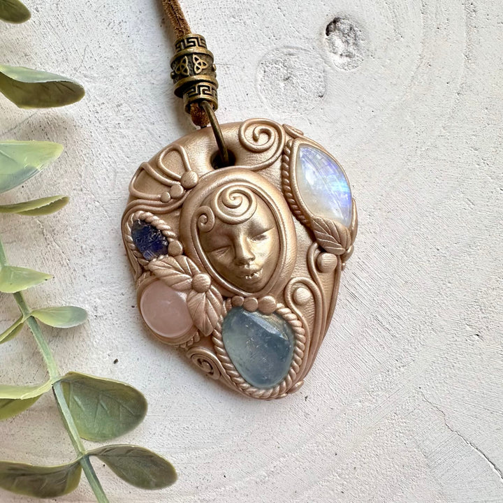 Unique tanzanite crystal pendant necklace