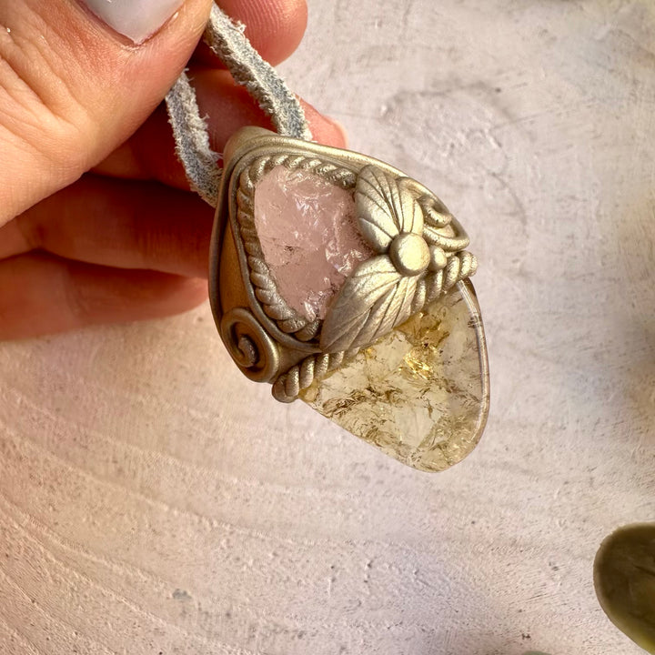 Spiritual gemstone jewelry handcrafted with Citrine and Morganite.