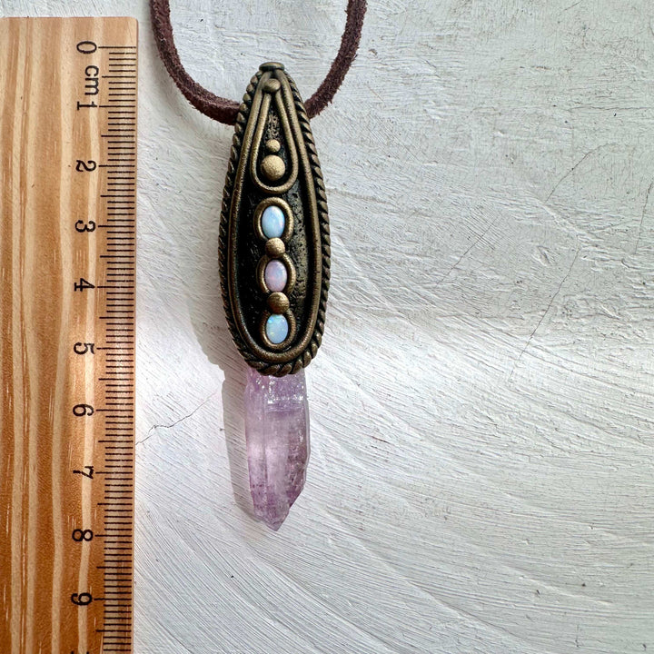 Vera Cruz Amethyst and Australian Opal Necklace - FairyGardenGlow