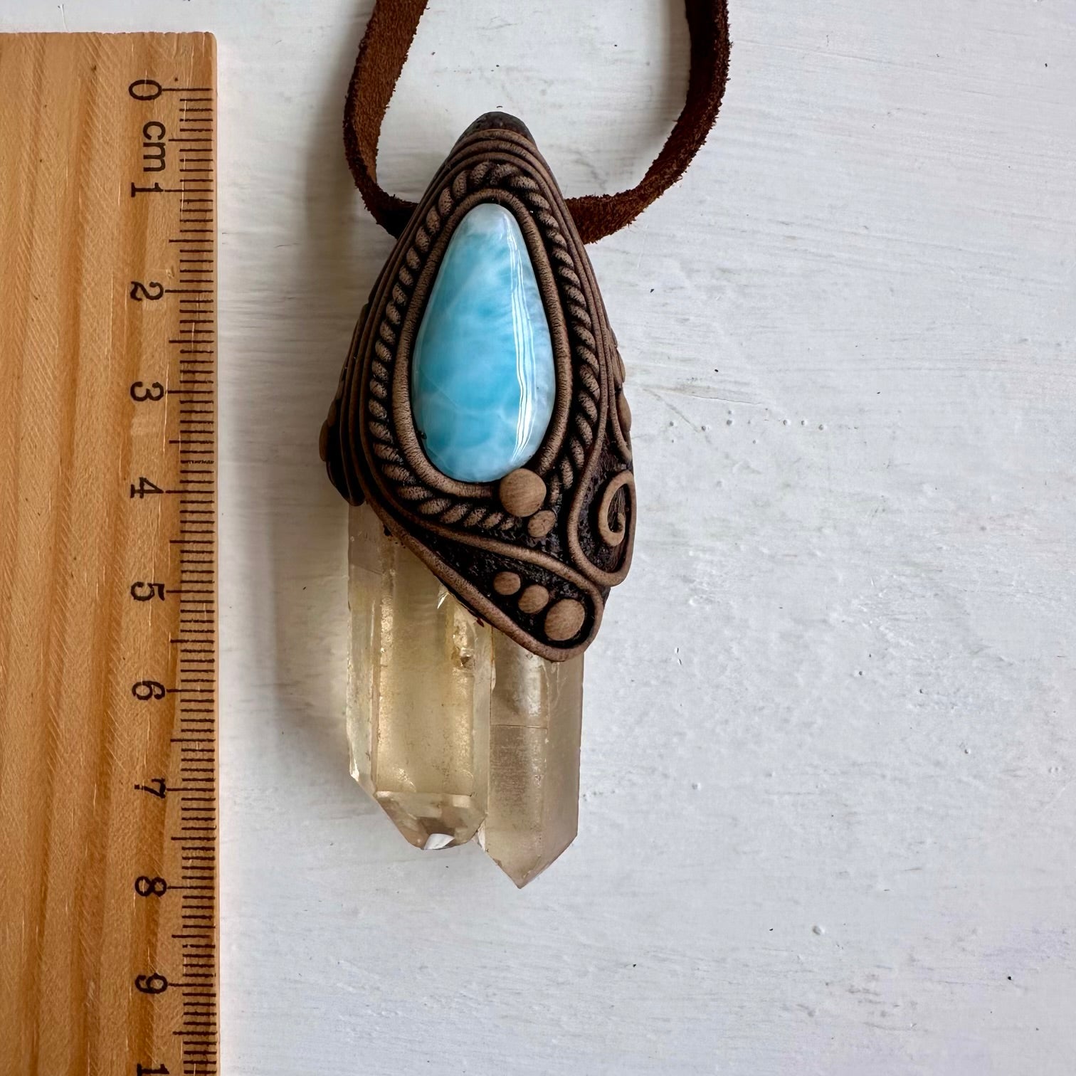 Citrine and Larimar Pendant - FairyGardenGlow
