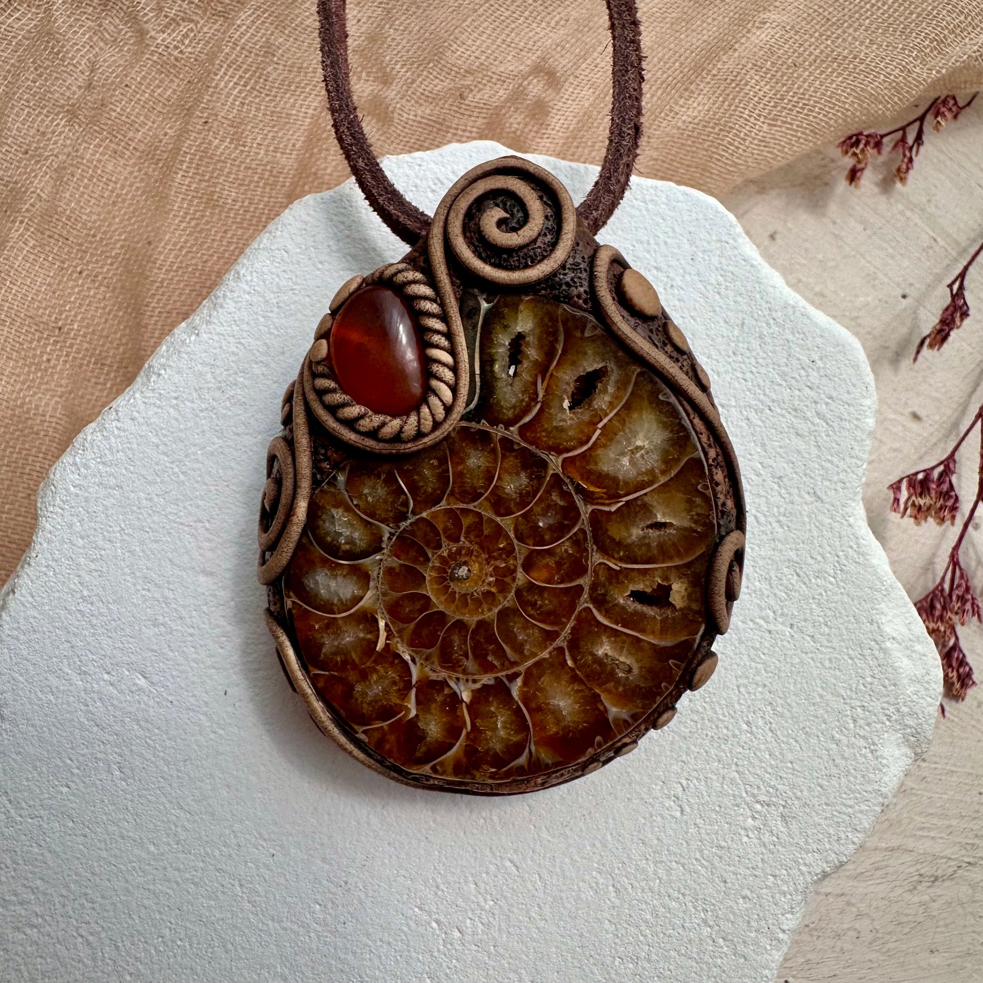Ammonite and Amber Necklace